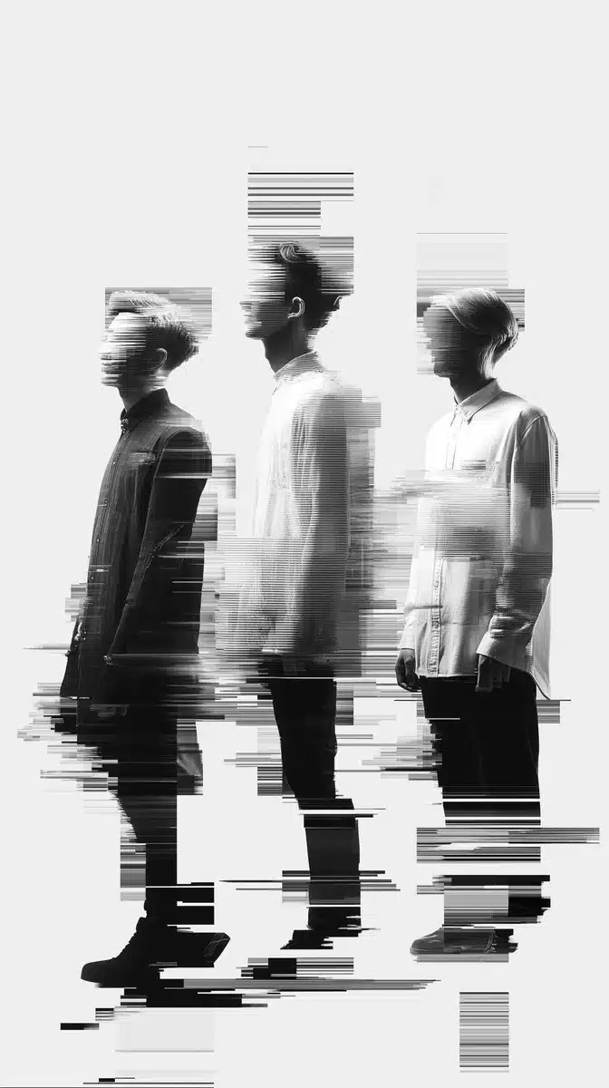 Black and White Glitch Men
