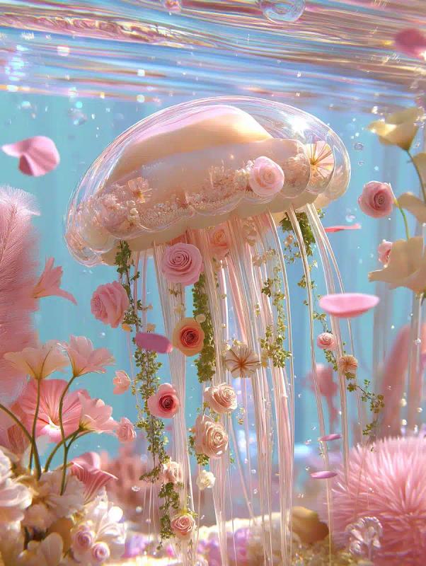 Ethereal Jellyfish Garden Scene