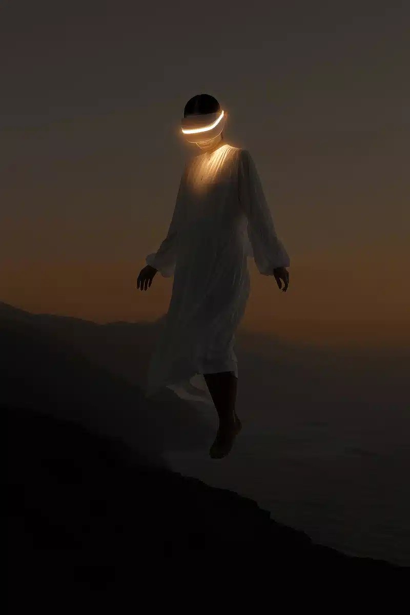 Ethereal Figure at Cliff