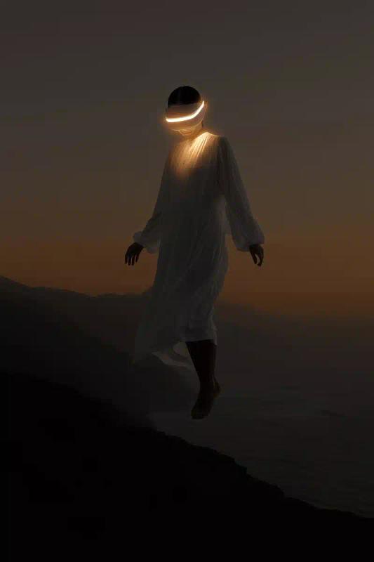 Ethereal Figure at Cliff