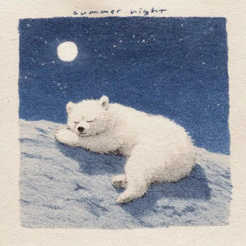 Kawaii Bear on Moon