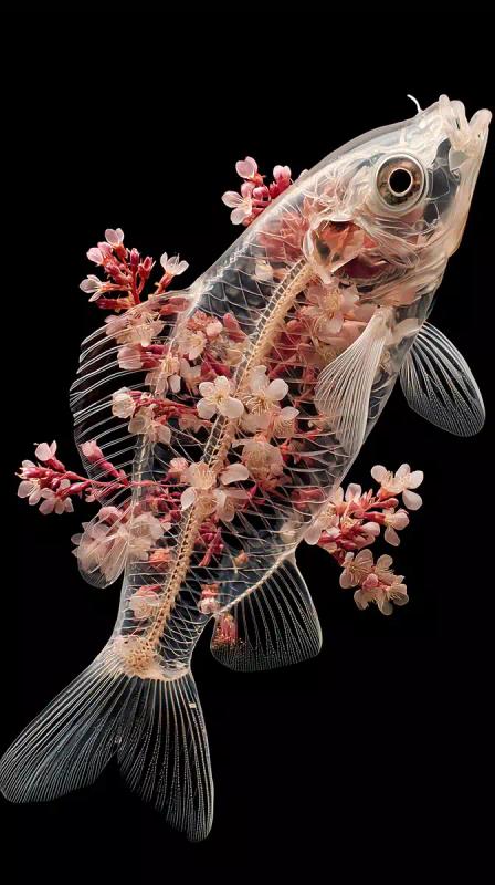 Transparent Fish with Flowers