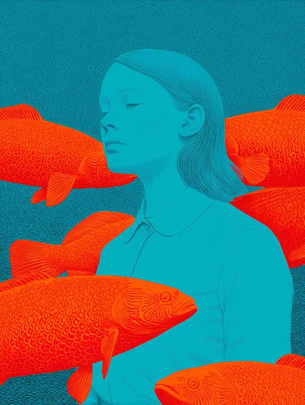 Brewstercolor Woman with Fishes