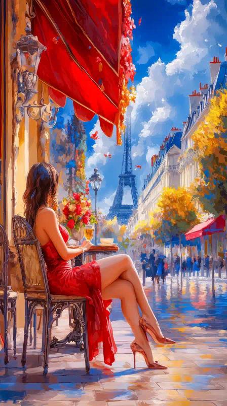 Impressionist Woman in Red