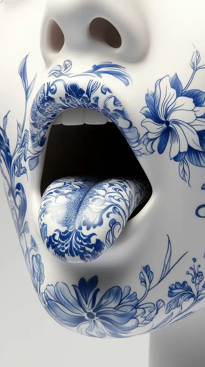 Surreal Mouth with Chinoiserie