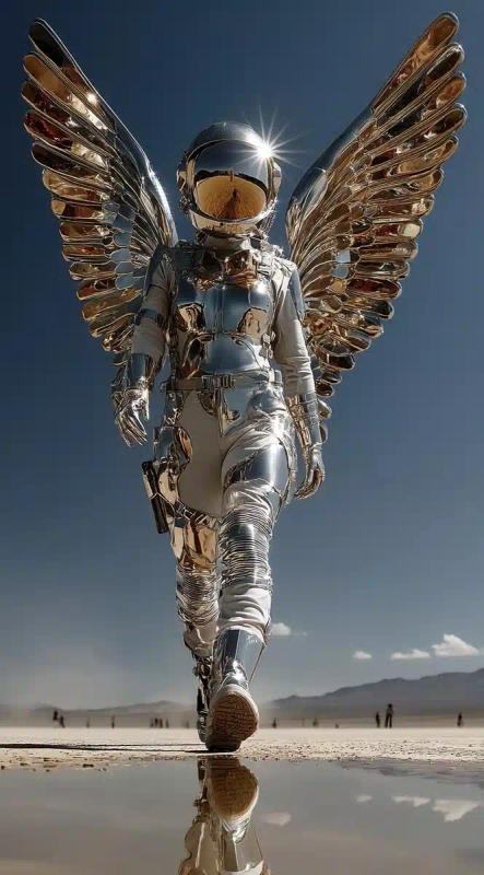 Silver Angel Over Desert
