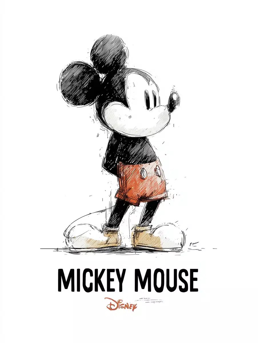 Monochrome Mickey Mouse Design