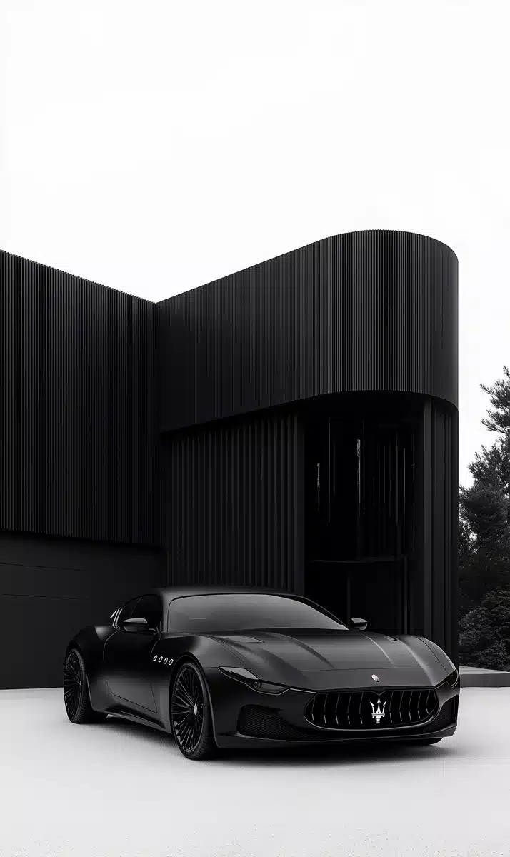 Ultra-Realistic Black Luxury Architecture