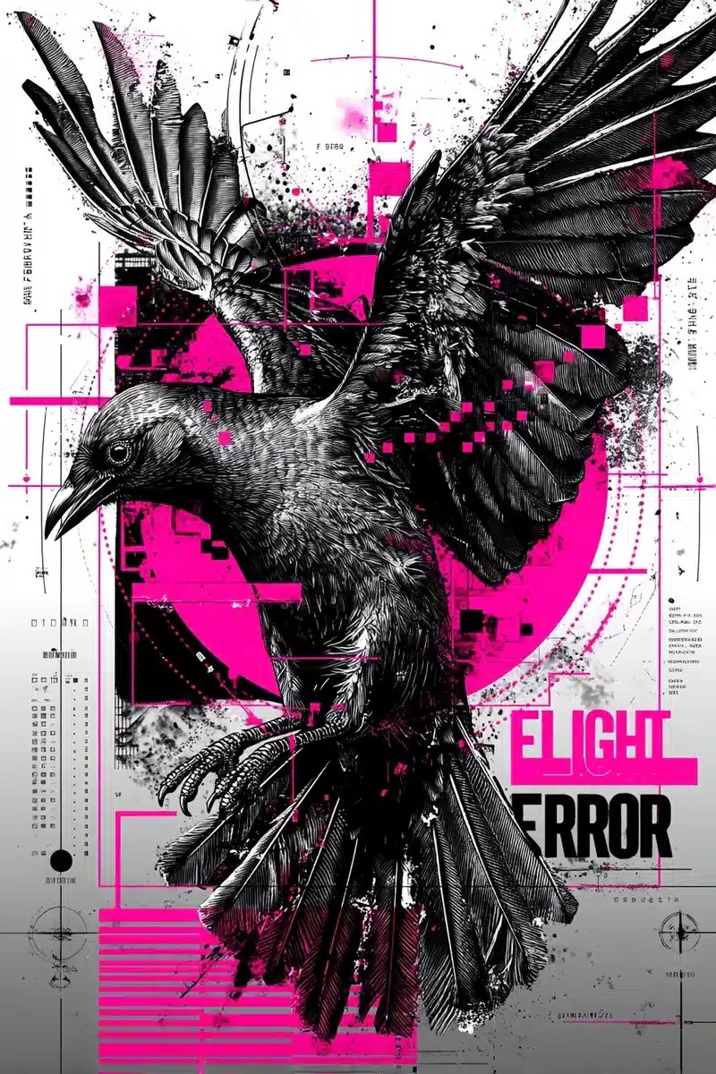 Abstract Bird Typography Design