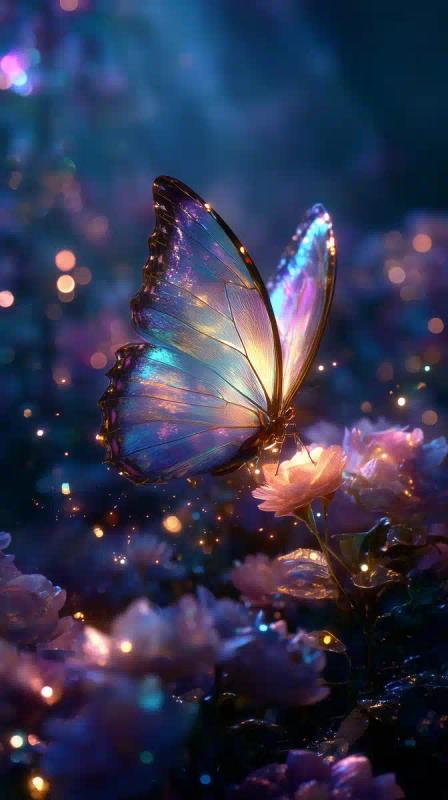 Iridescent Butterfly in Forest