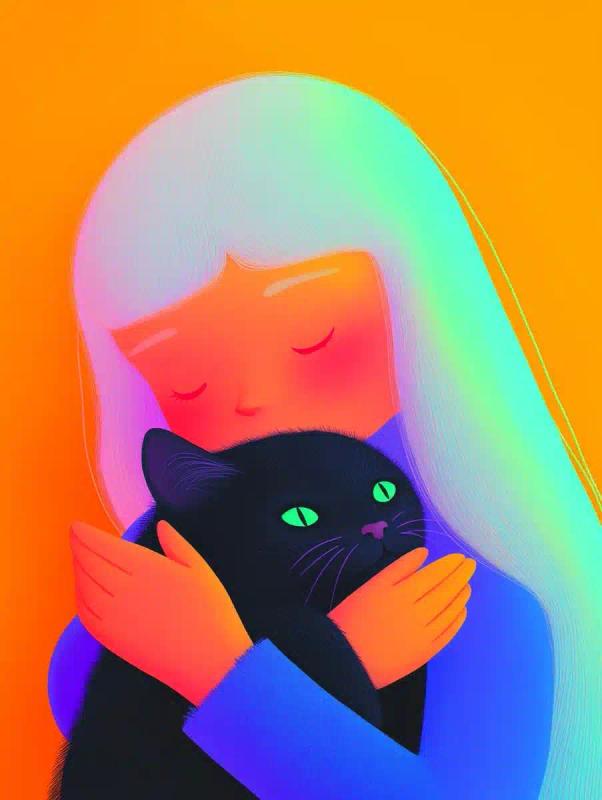 Kawaii Ghost with Cat