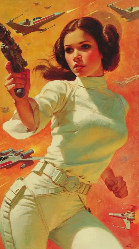 Retrofuturist Leia Battles Invaders