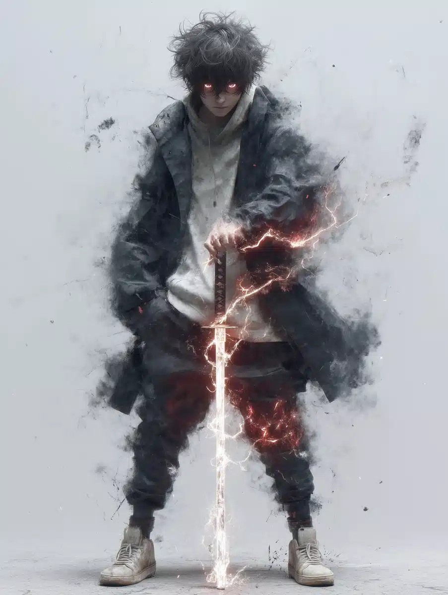 Anime Warrior with Energy Sword