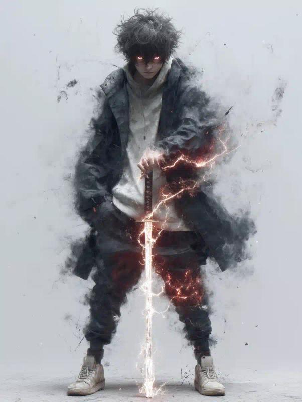 Anime Warrior with Energy Sword