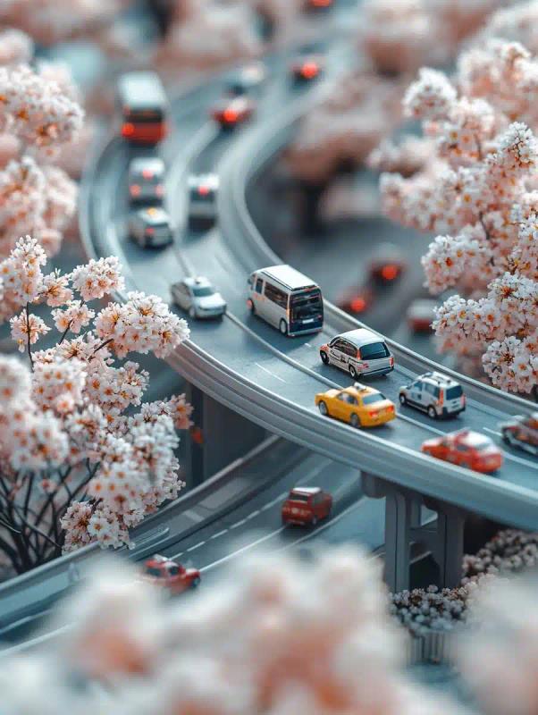 Miniature City Overpass Photography