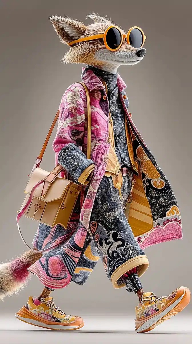 Anthropomorphic Fox on Runway