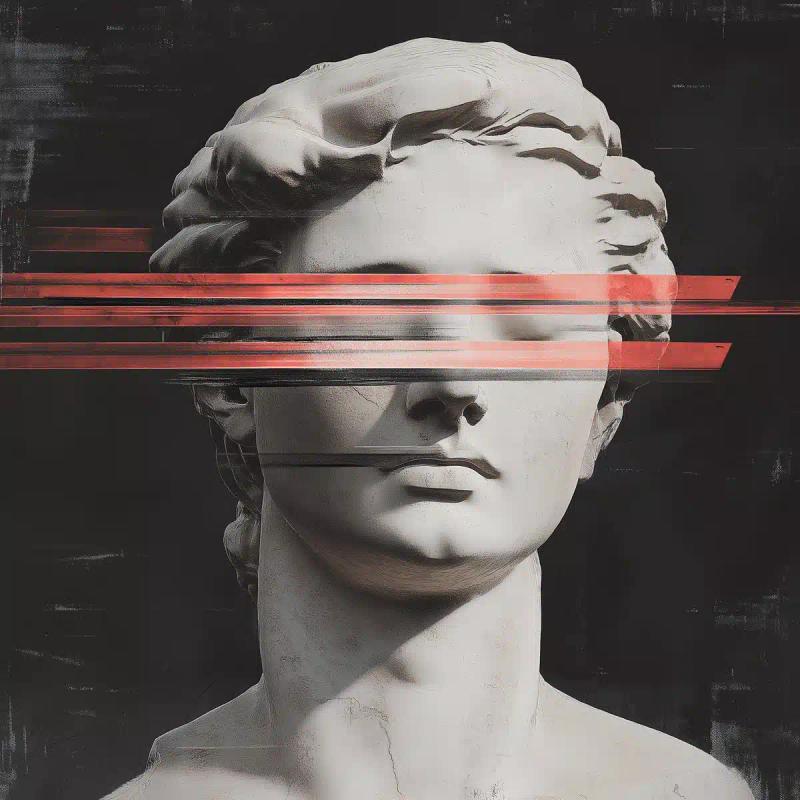 Distressed Statue with Overlay