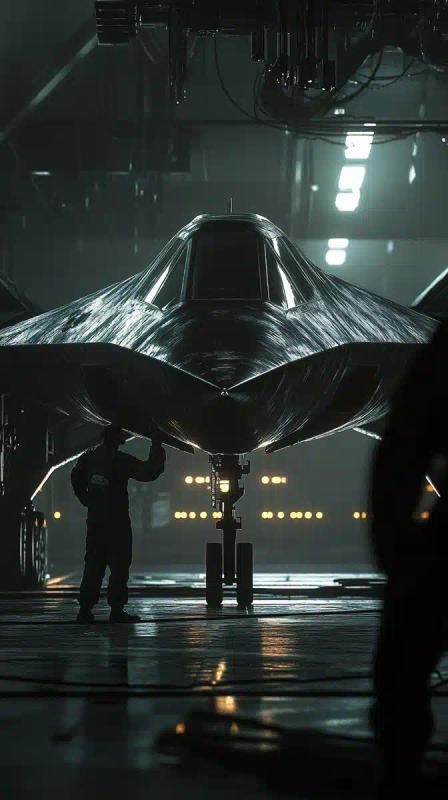 Futuristic Aircraft in Hangar