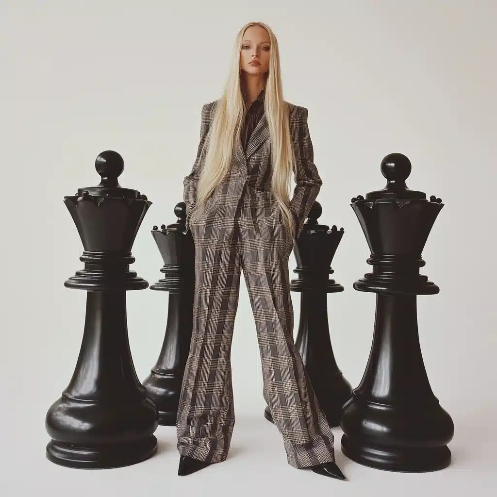 Eccentric Woman with Chess Pieces