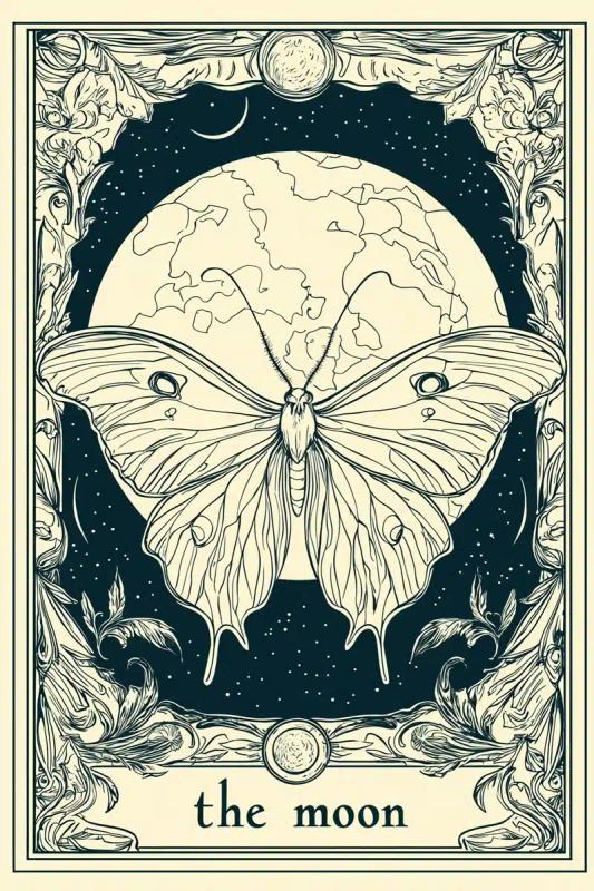 Art Nouveau Luna Moth Card