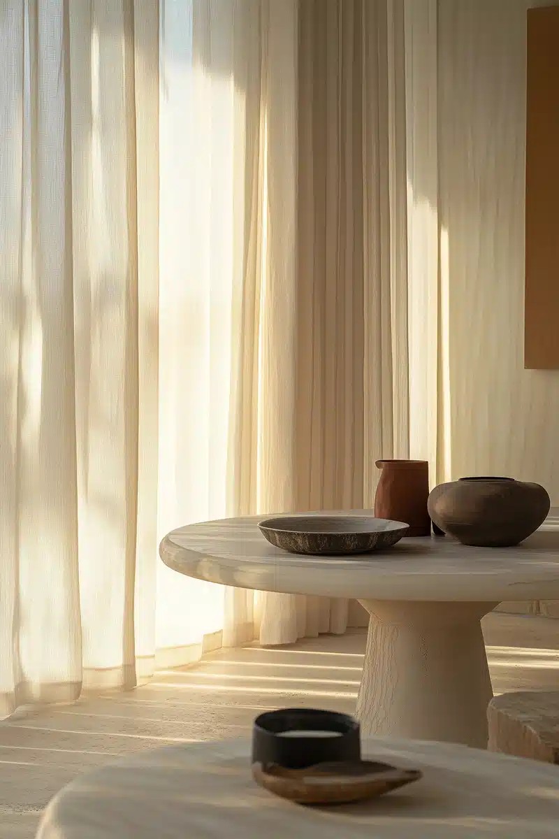 Front View of Draped Curtains