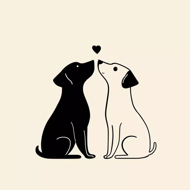 Minimalist Cartoon Dogs Together
