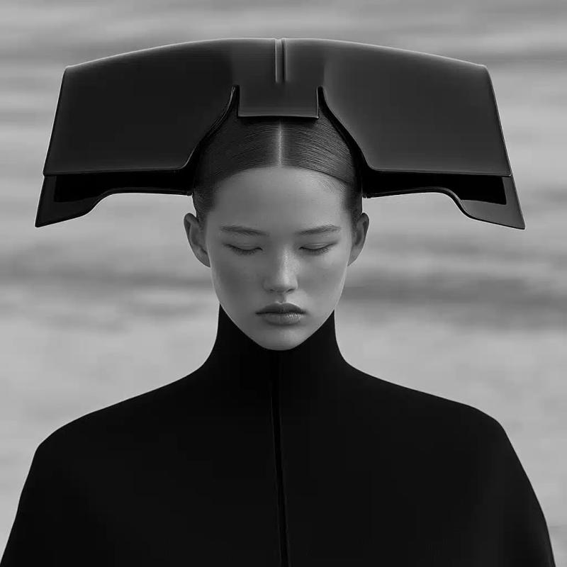 Monochrome Portrait with Headpiece