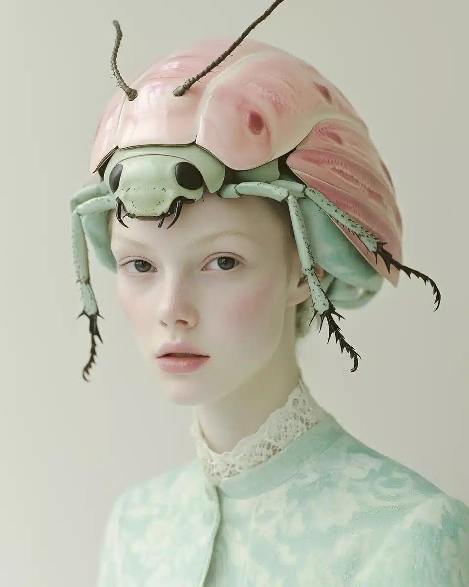 Minimalistic Portrait with Cockroach Helmet