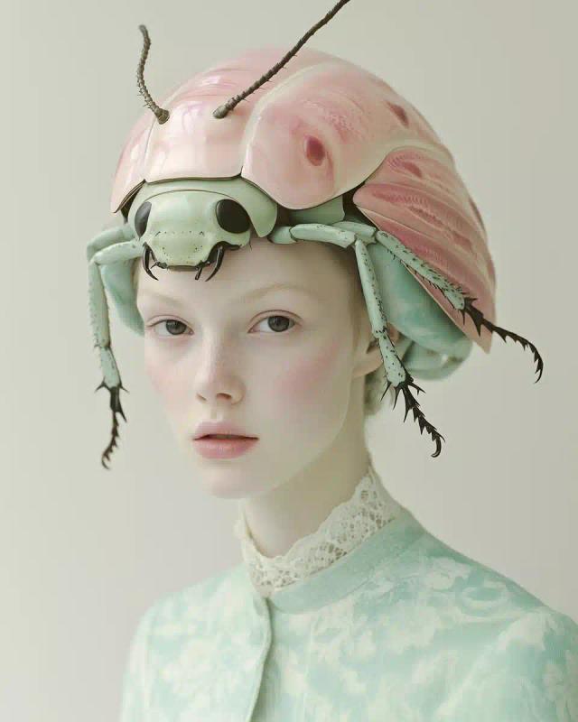 Minimalistic Portrait with Cockroach Helmet