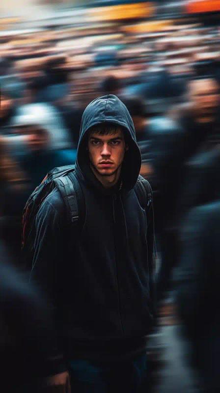 Surreal Young Man in Motion