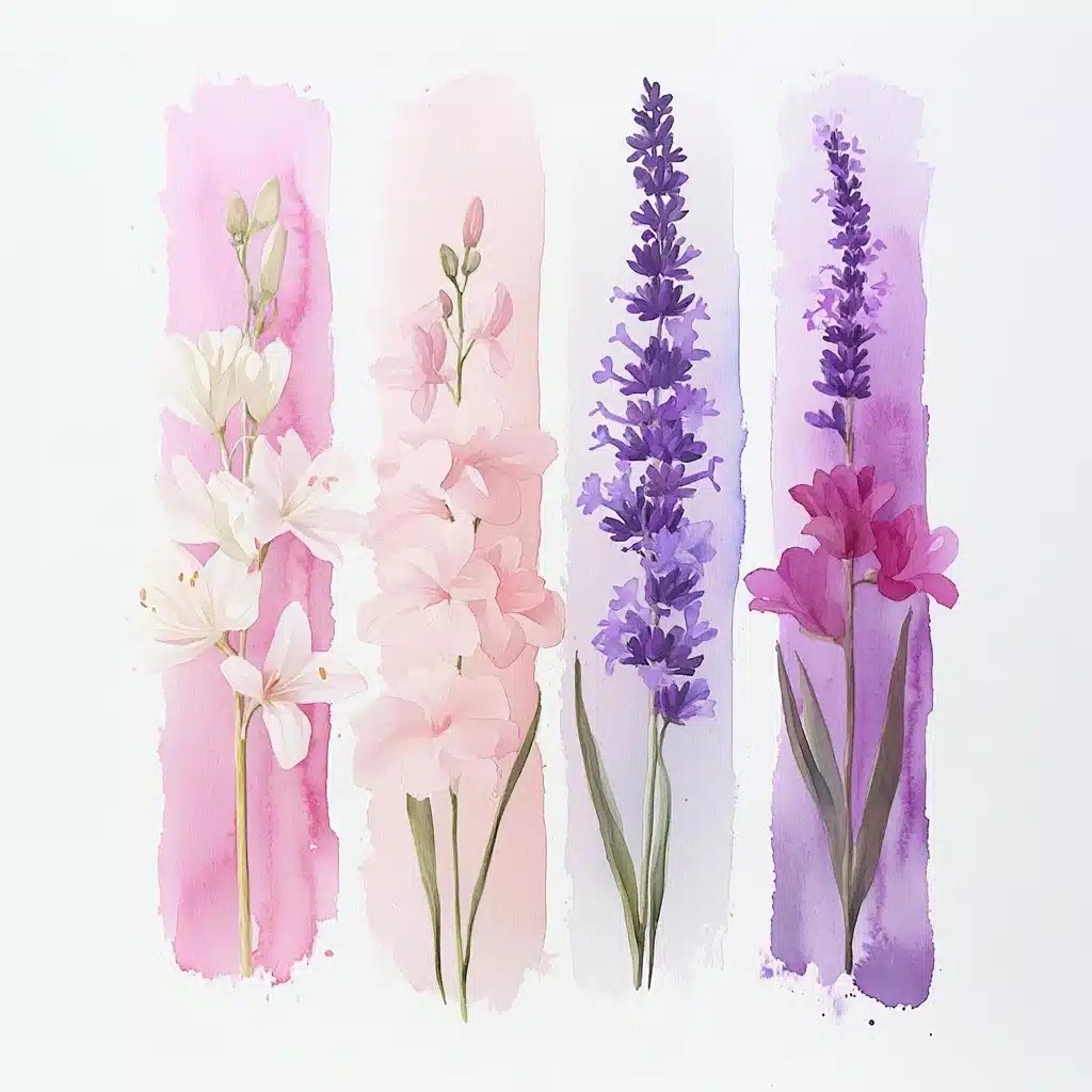 Watercolor Floral Brushstrokes Collage