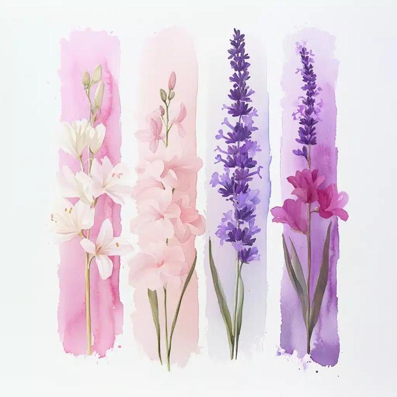 Watercolor Floral Brushstrokes Collage