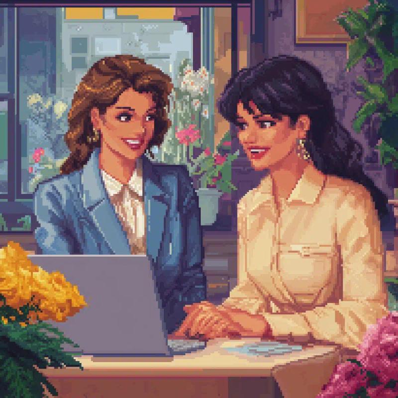 Pixel Art Women Discussing