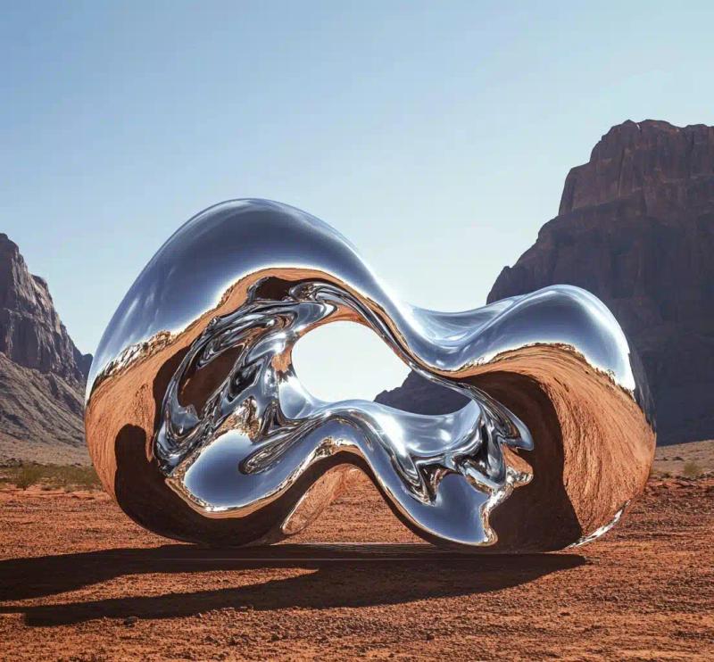 Surreal Silver Sculpture Desert