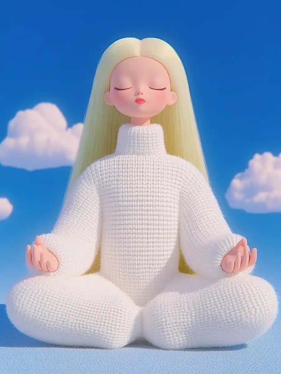 Cartoon Barbie Statue Meditation