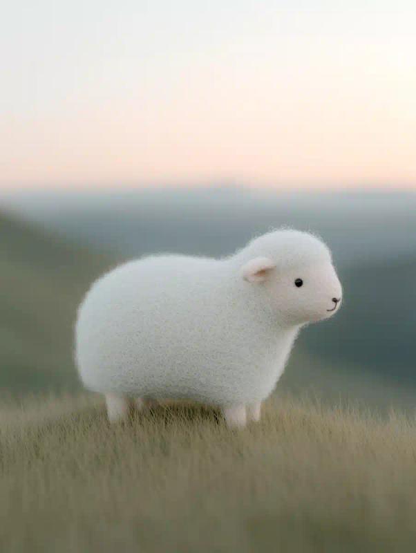 Felt Lamb in Sunset