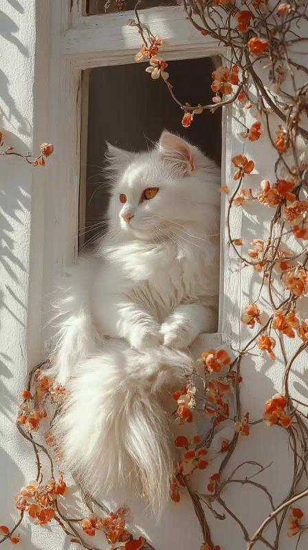 Dreamlike Cat by Window