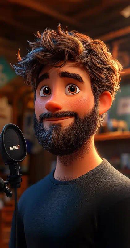 3D Pixar Man Podcasting