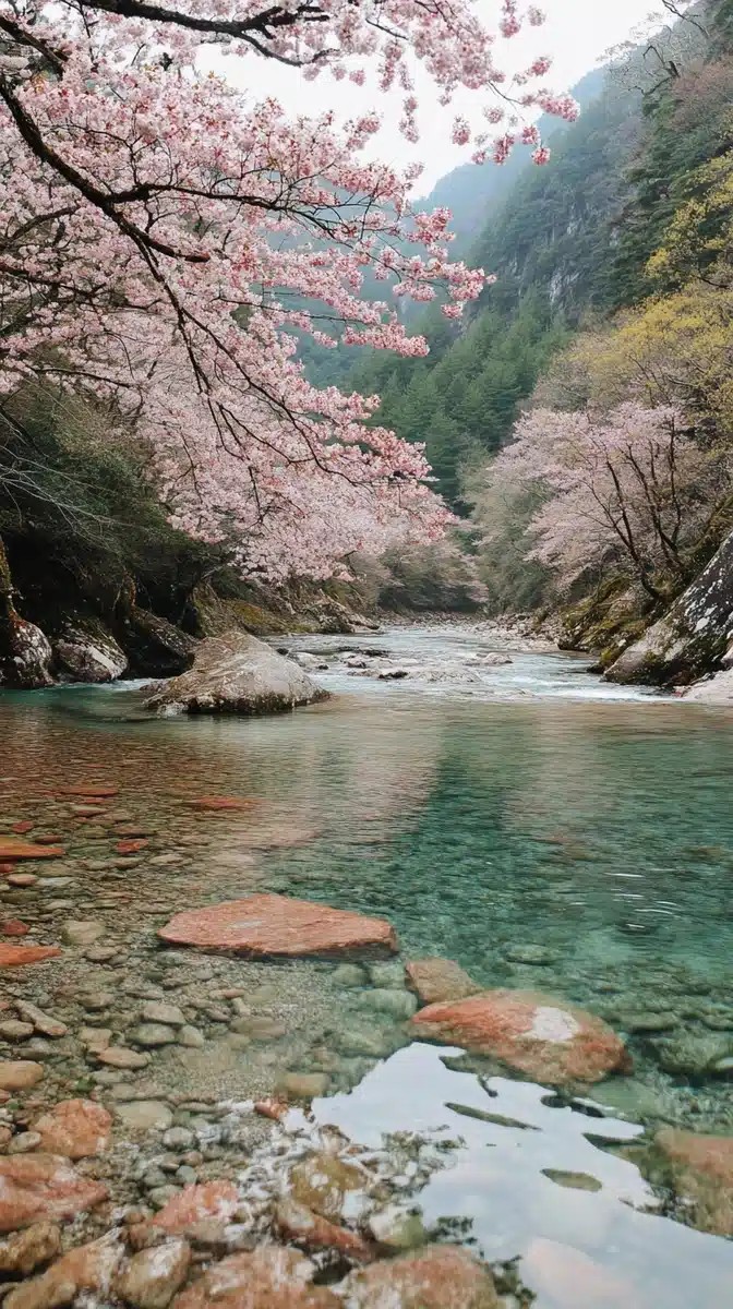 Cherry Blossom Canyon Landscape