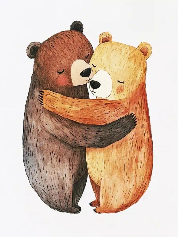 Geometric Bear Hug Illustration