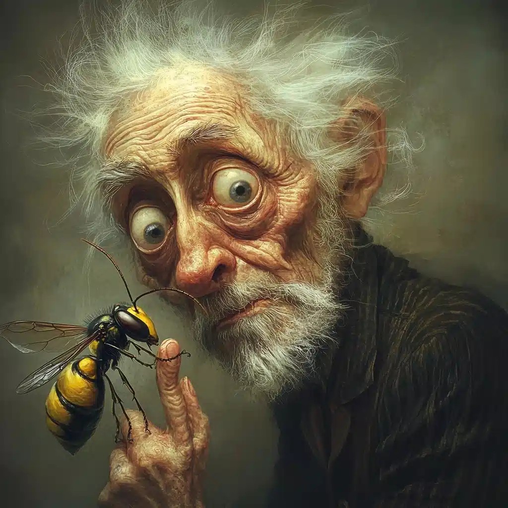 Surreal Elderly Man and Wasp