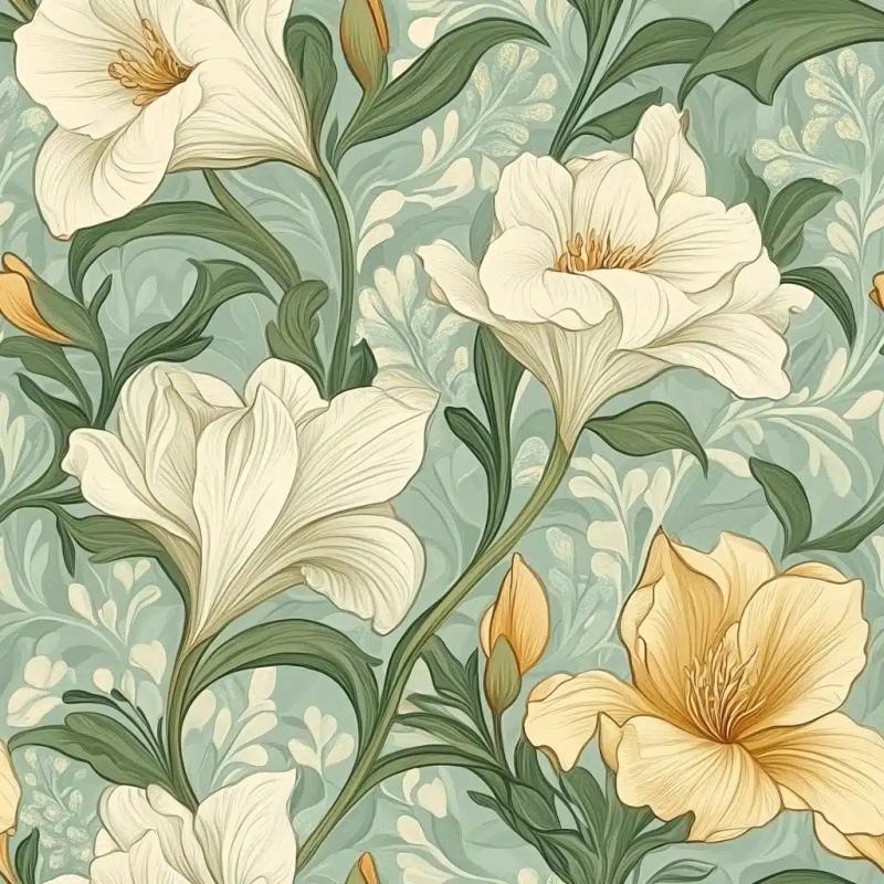 Vintage Freesia Wallpaper Pattern
