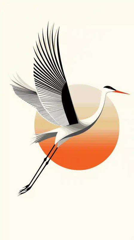 Minimalist Crane Geometric Design