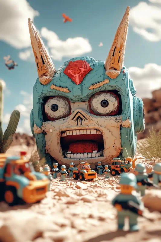 Toy-Style Gundam in Desert