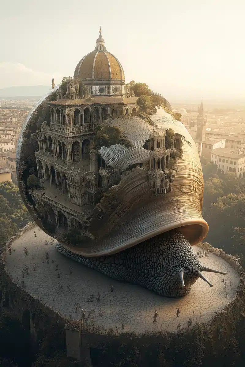 Surreal Snail with Baroque House