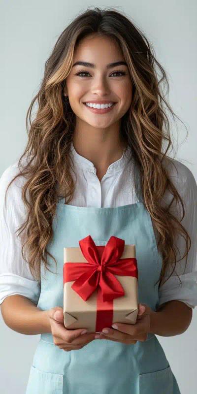American Woman with Gift Box