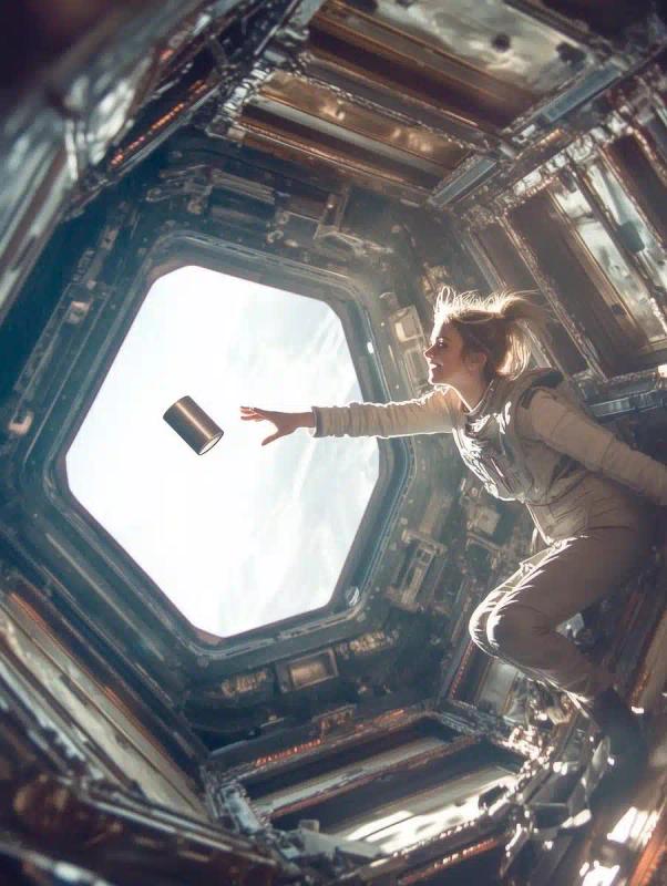 Astronaut Reaching for Can