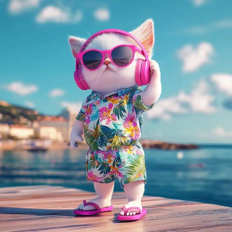 3D Fantasy Cat Beachwear