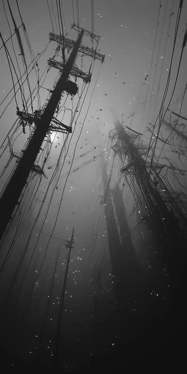 Monochrome Electric Towers Photography