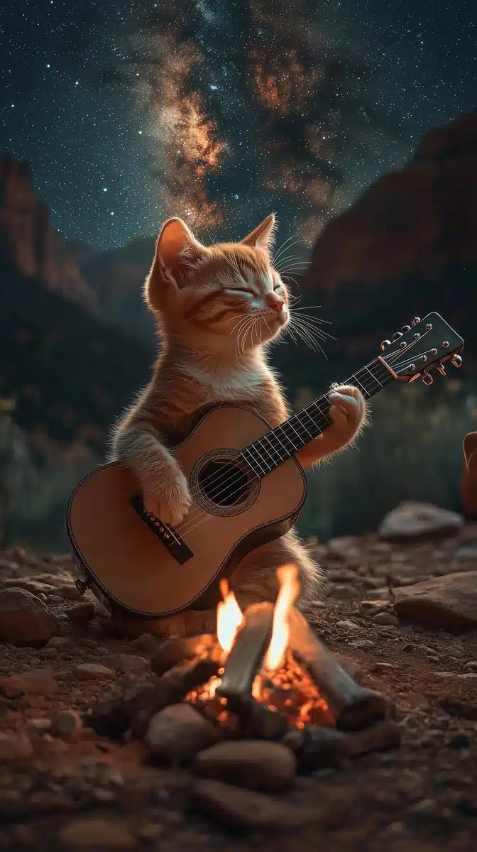 Ultra-Realistic Kitten Guitarist